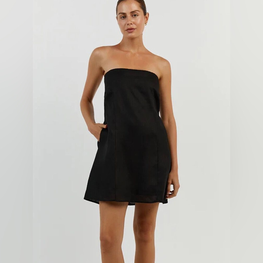 NWT Dissh Daphne Black Linen Mini Dress
